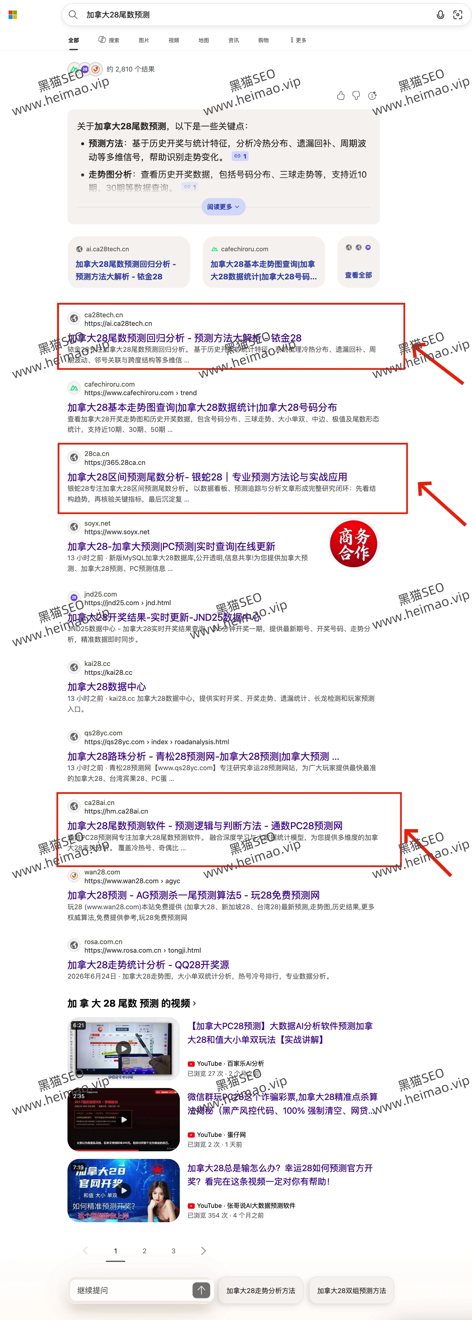 单站排名案例03:必应排名提升前后对照截图